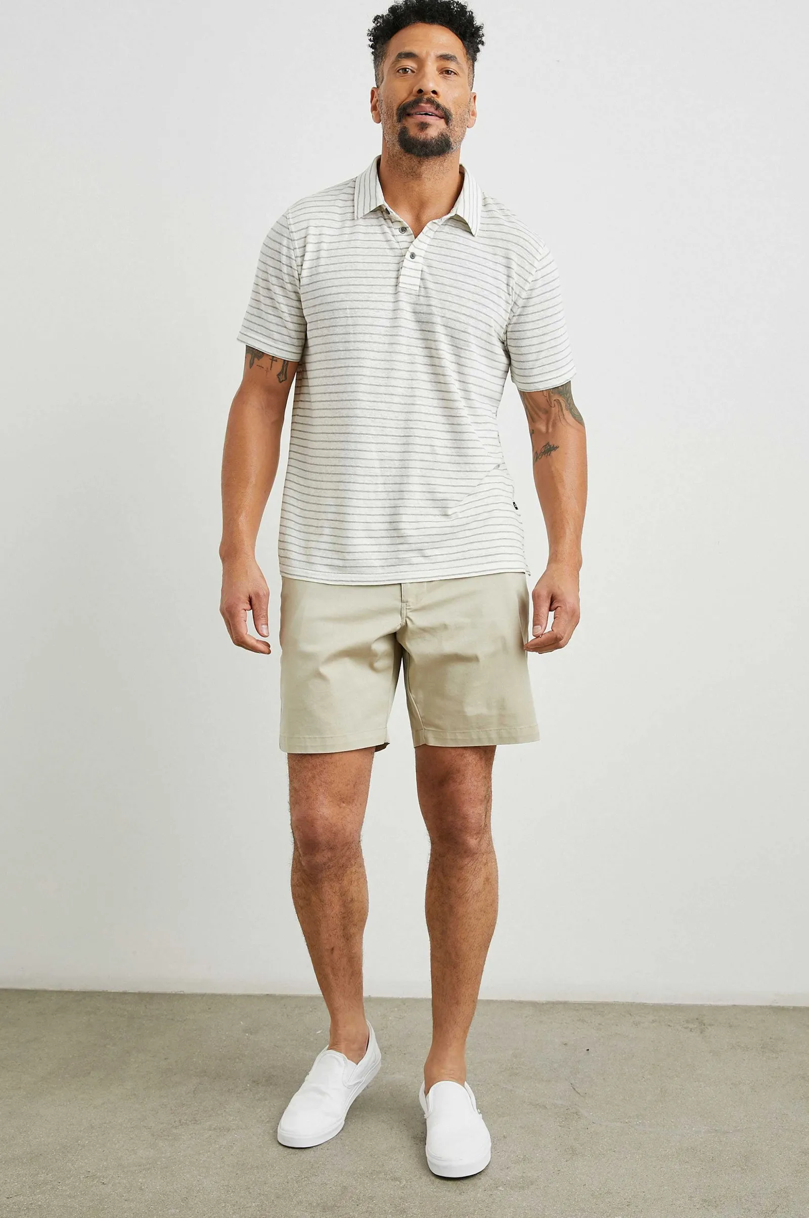 Heren Rails Napoli Poloshirt - Creme Gerststreep