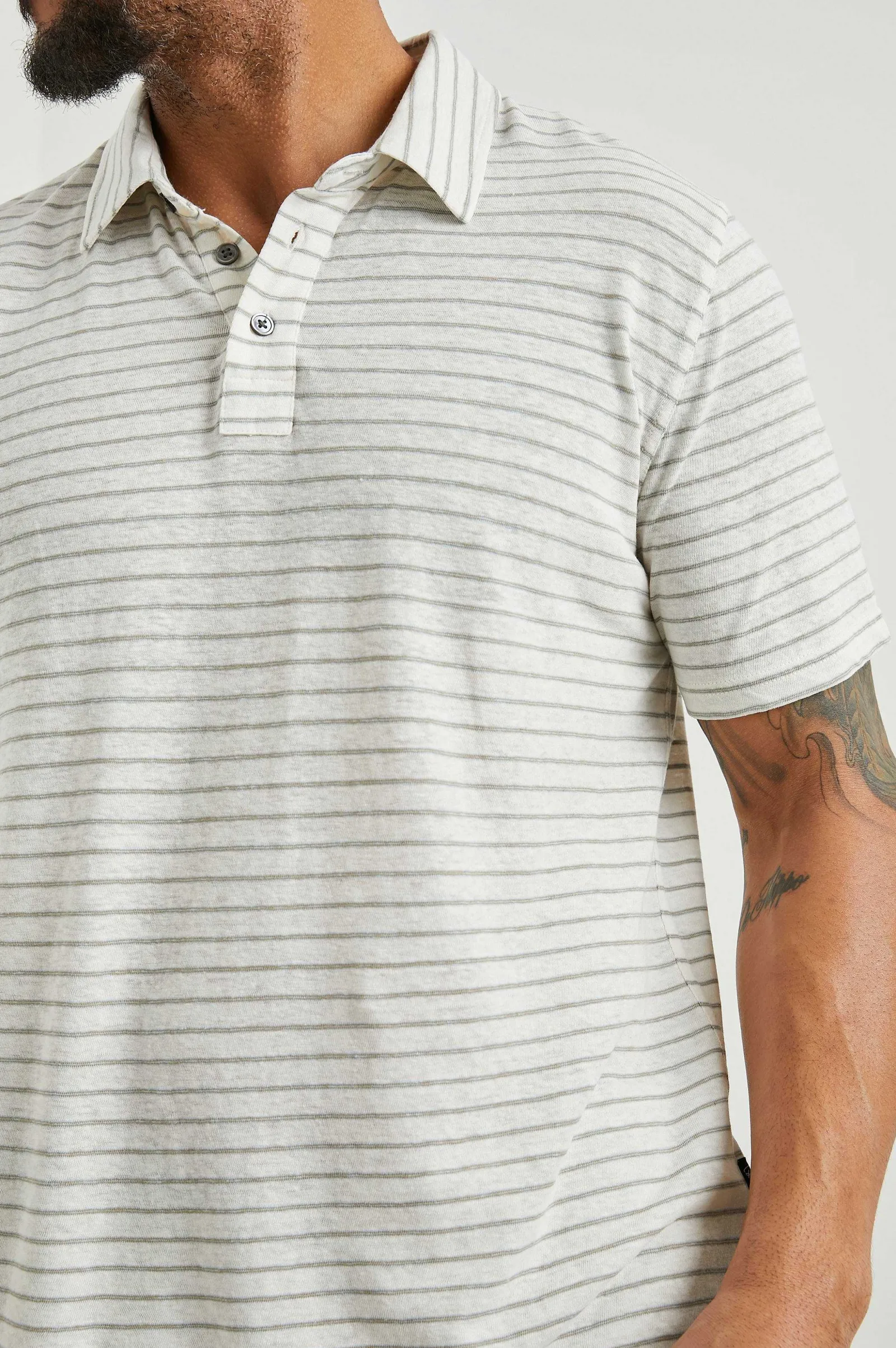 Heren Rails Napoli Poloshirt - Creme Gerststreep