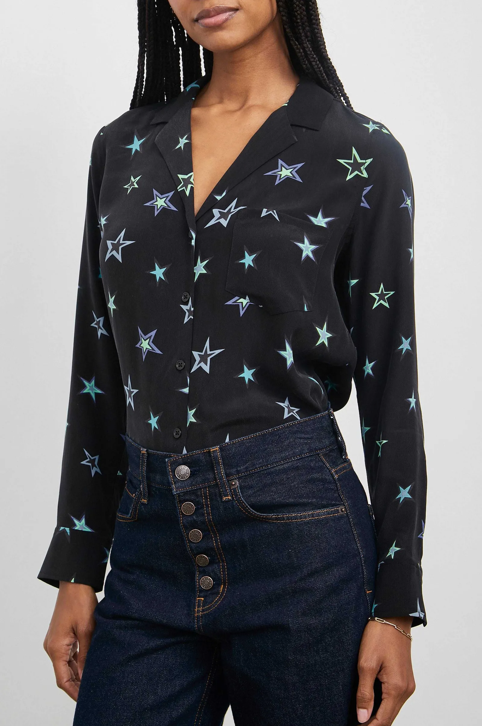 Vrouwen Rails Rebel Shirt - Zwarte Kosmische Sterren
