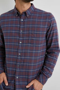 Heren Rails Reid Shirt - Diepblauw Crimson Melange