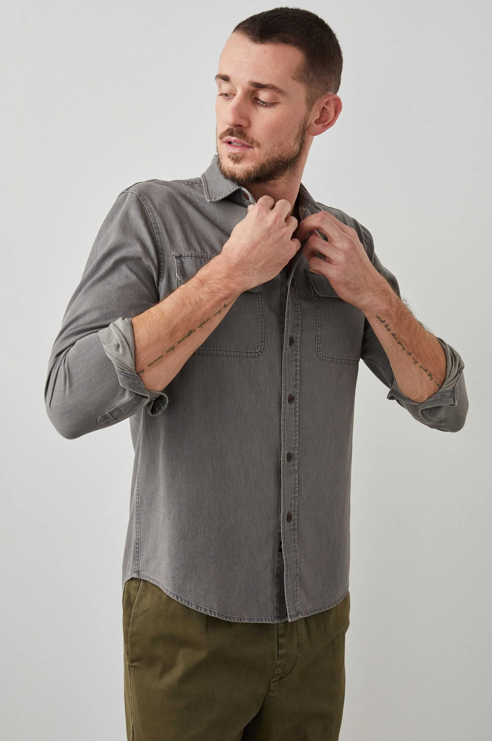 Heren Rails Rhet Overhemd - Gewassen Zwarte Chambray