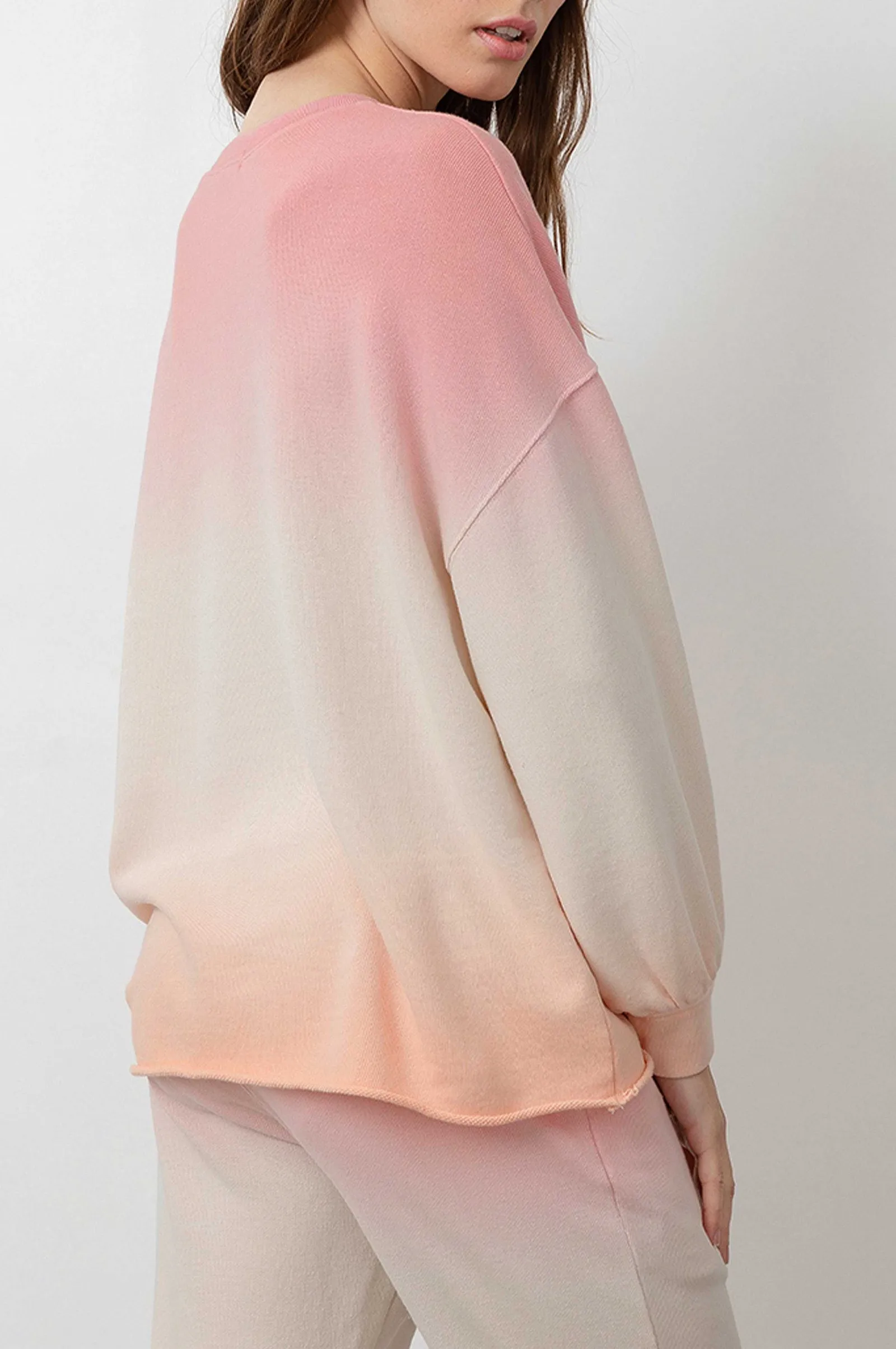 Vrouwen Rails Signature Sweatshirt & Kingston-Set - Roze Perzik Dip-Dye