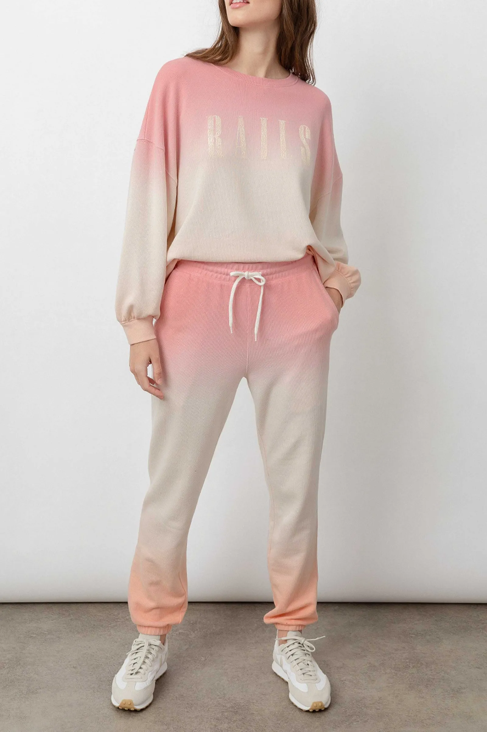 Vrouwen Rails Signature Sweatshirt & Kingston-Set - Roze Perzik Dip-Dye