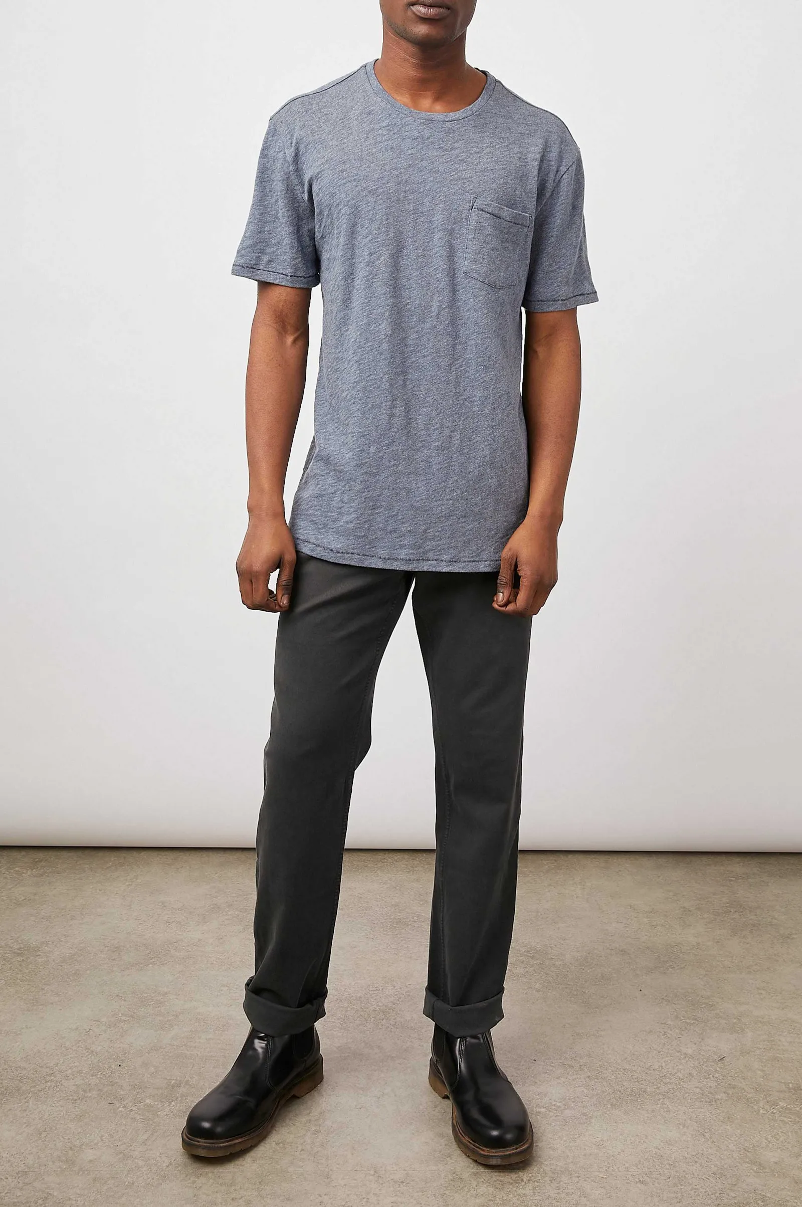 Heren Rails Skipper T-Shirt - Blauw Melange
