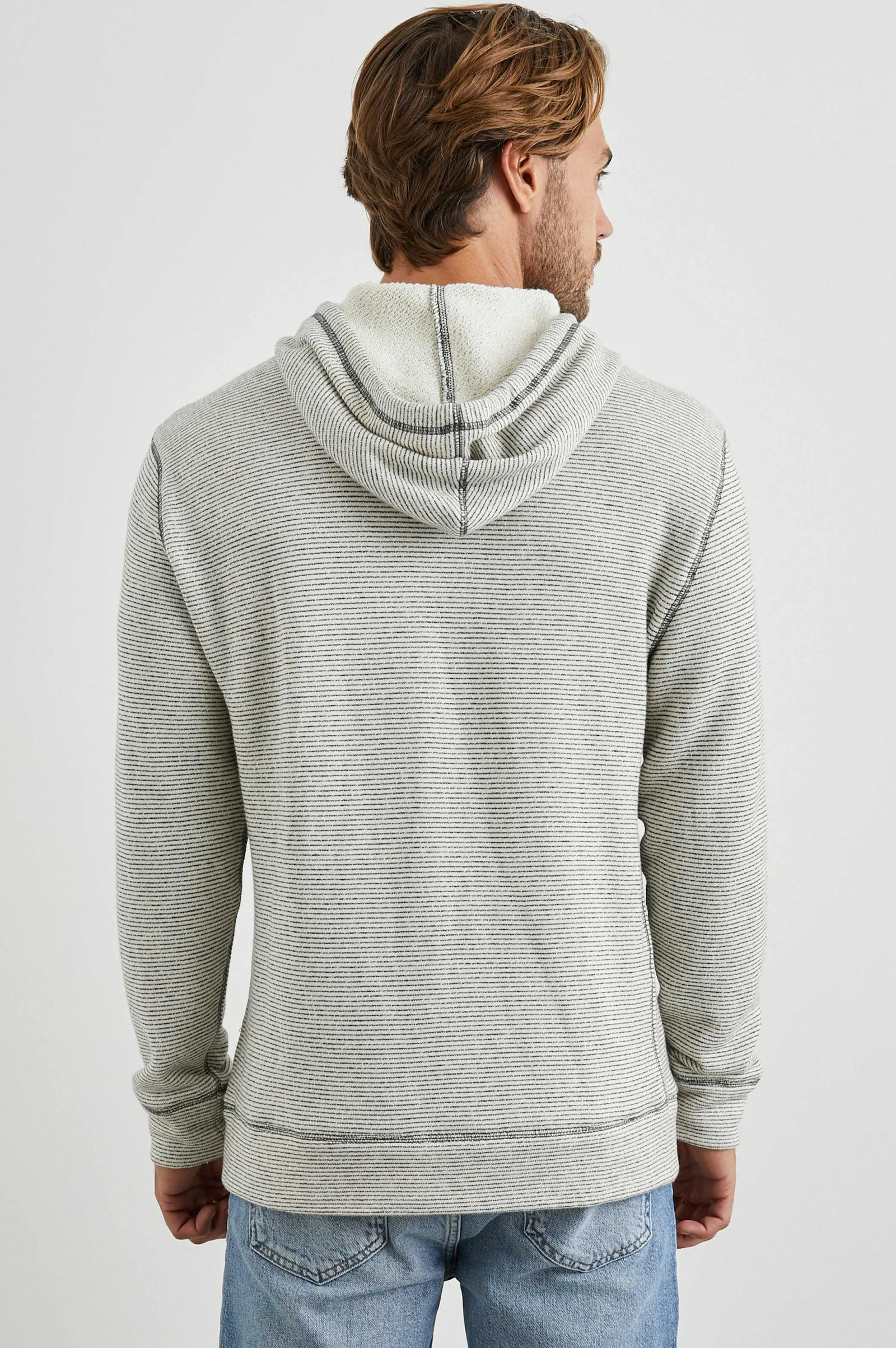 Heren Rails Smith Hoodie - Creme Marine Stripe