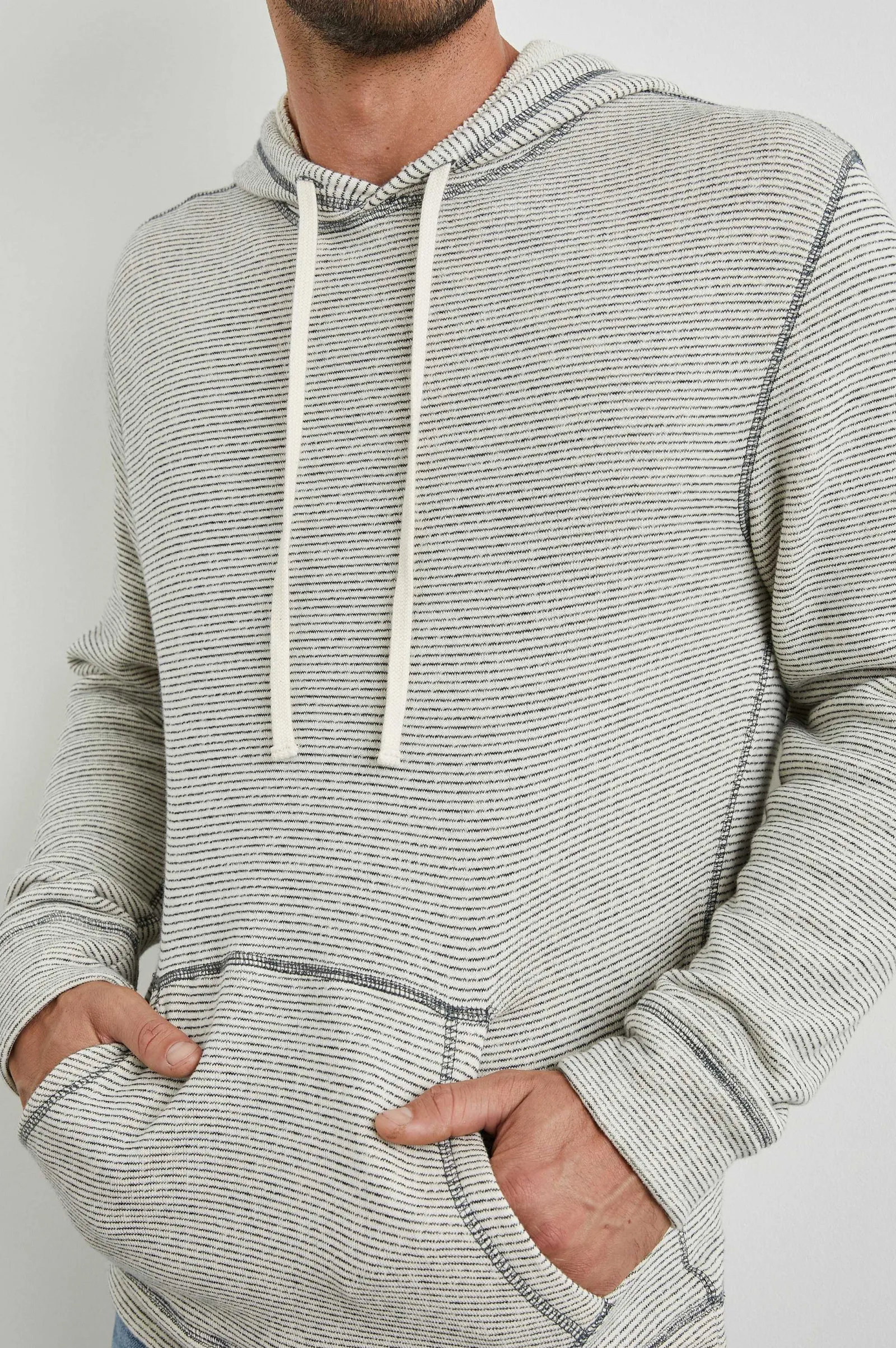 Heren Rails Smith Hoodie - Creme Marine Stripe