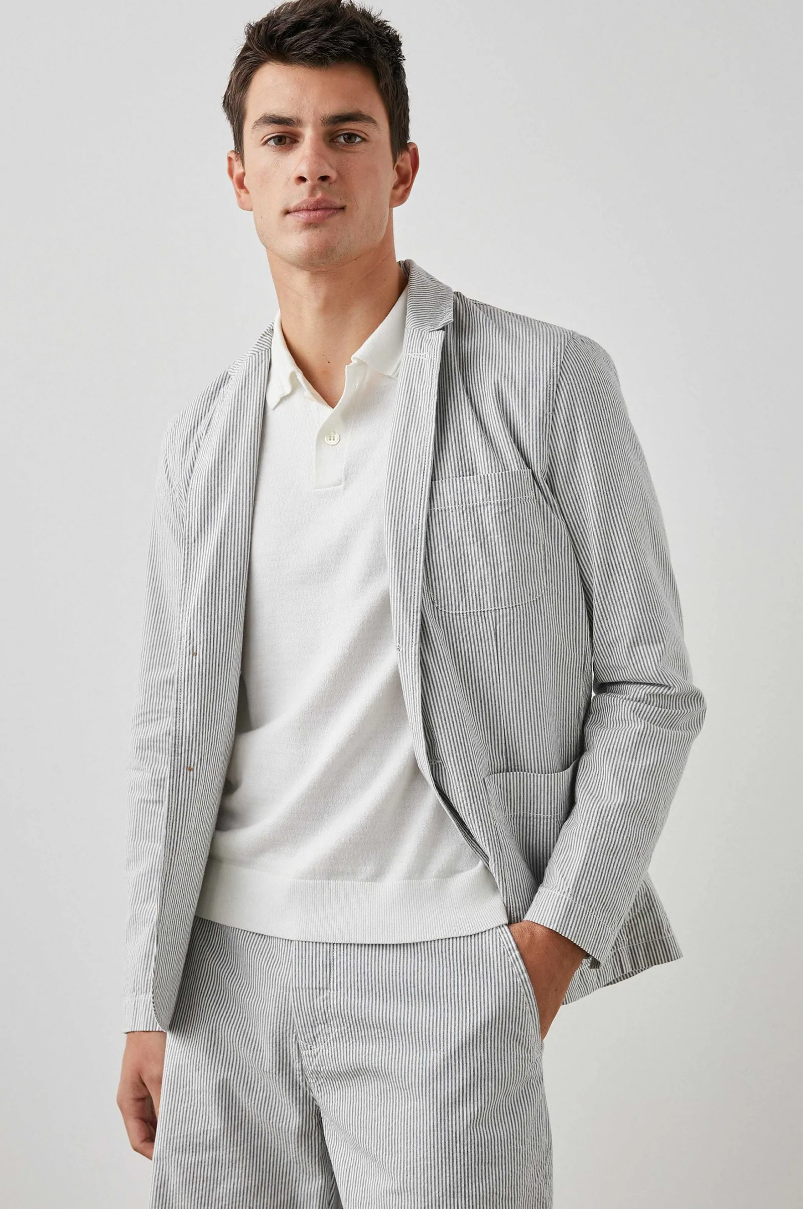Heren Rails Sorrento Blazer - Marine Seersucker