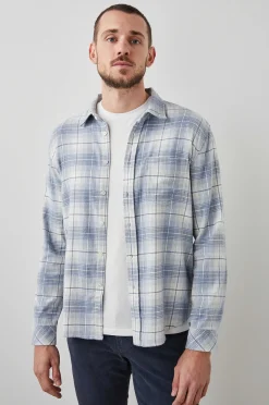 Heren Rails Sussex Overhemd - Glacier Denim Wit