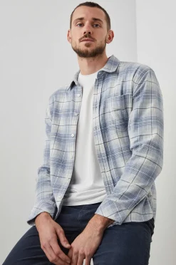 Heren Rails Sussex Overhemd - Glacier Denim Wit