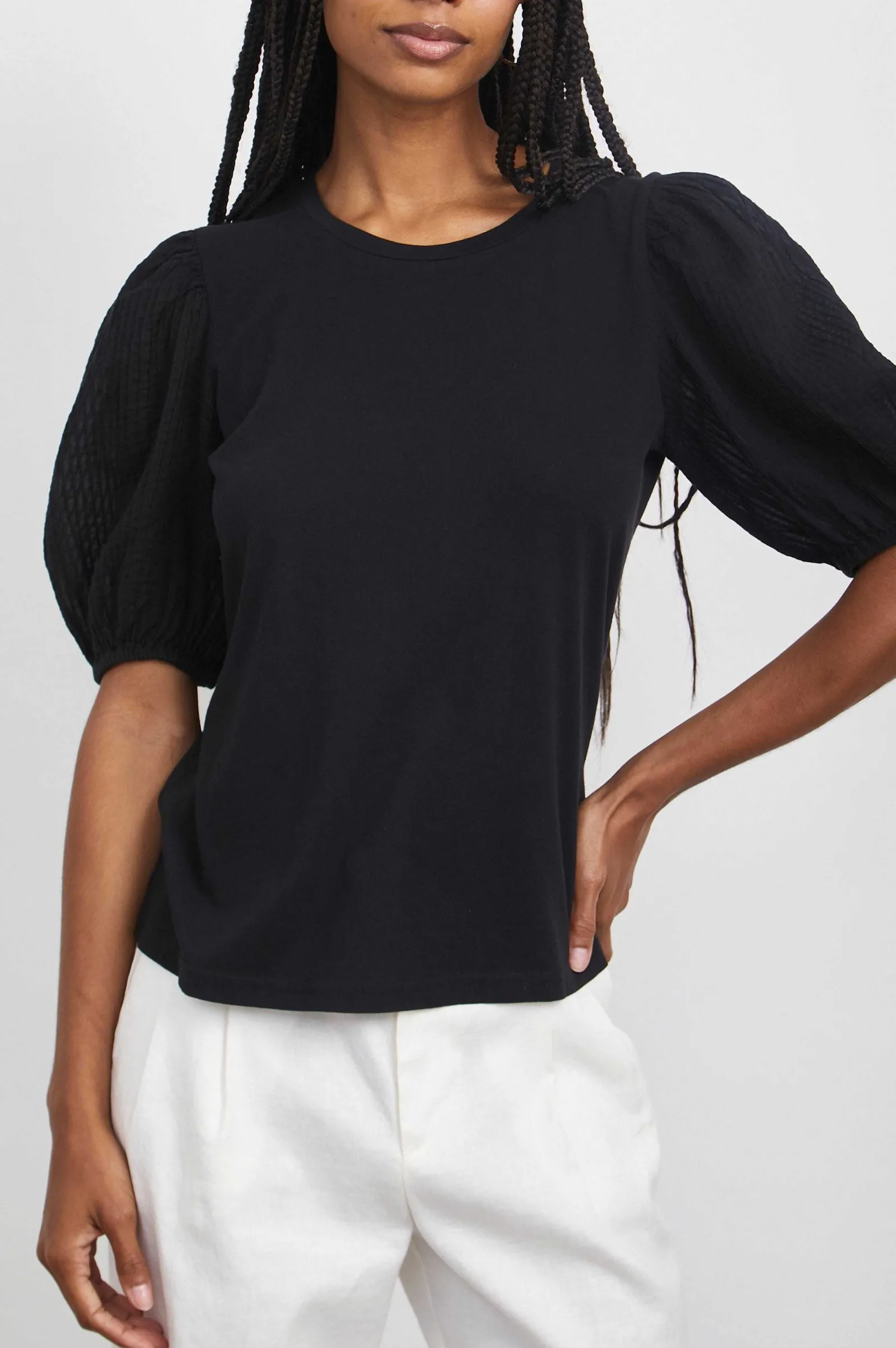 Vrouwen Rails Top Liza - Zwart Pintuck