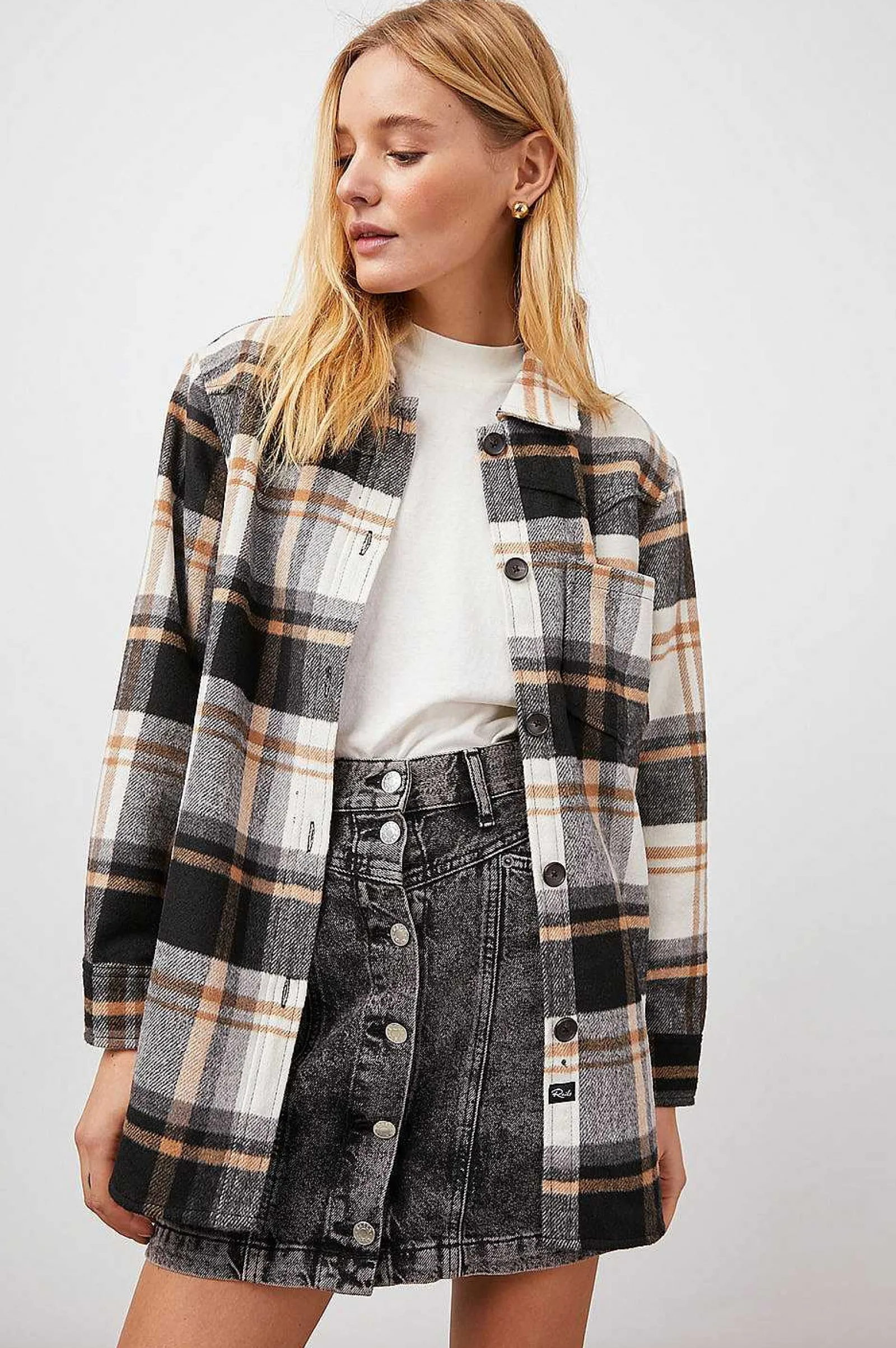 Vrouwen Rails Tripp Shirt Jas - Ivoor Zwart Camel