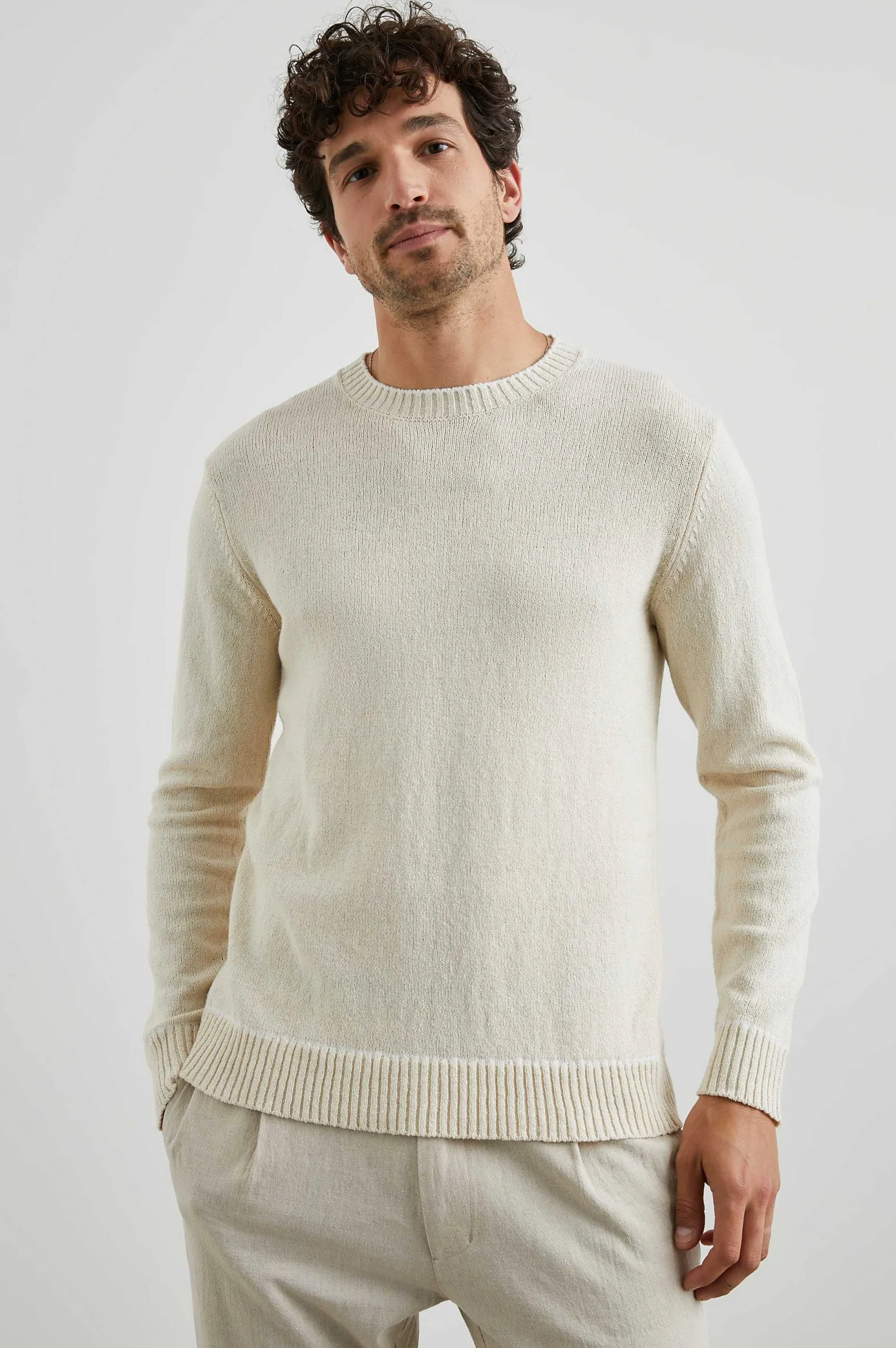 Heren Rails Ves Sweater - Botercreme
