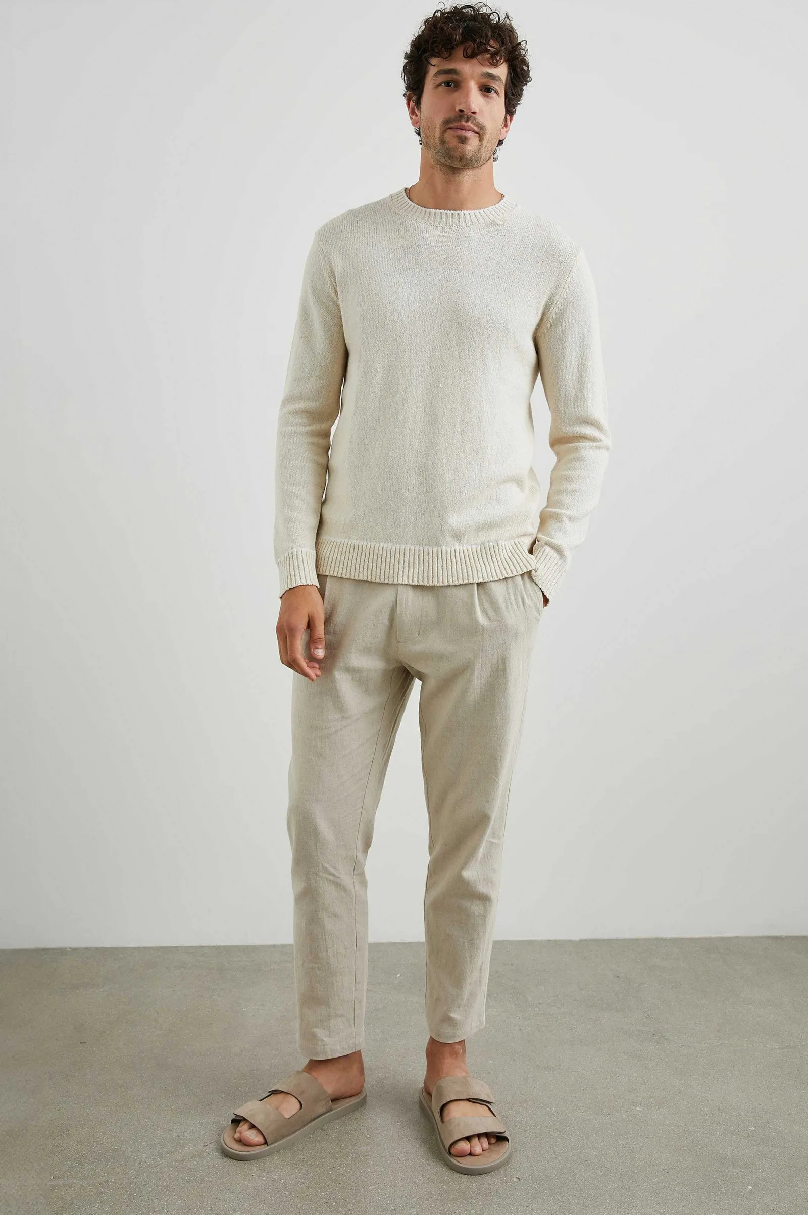 Heren Rails Ves Sweater - Botercreme