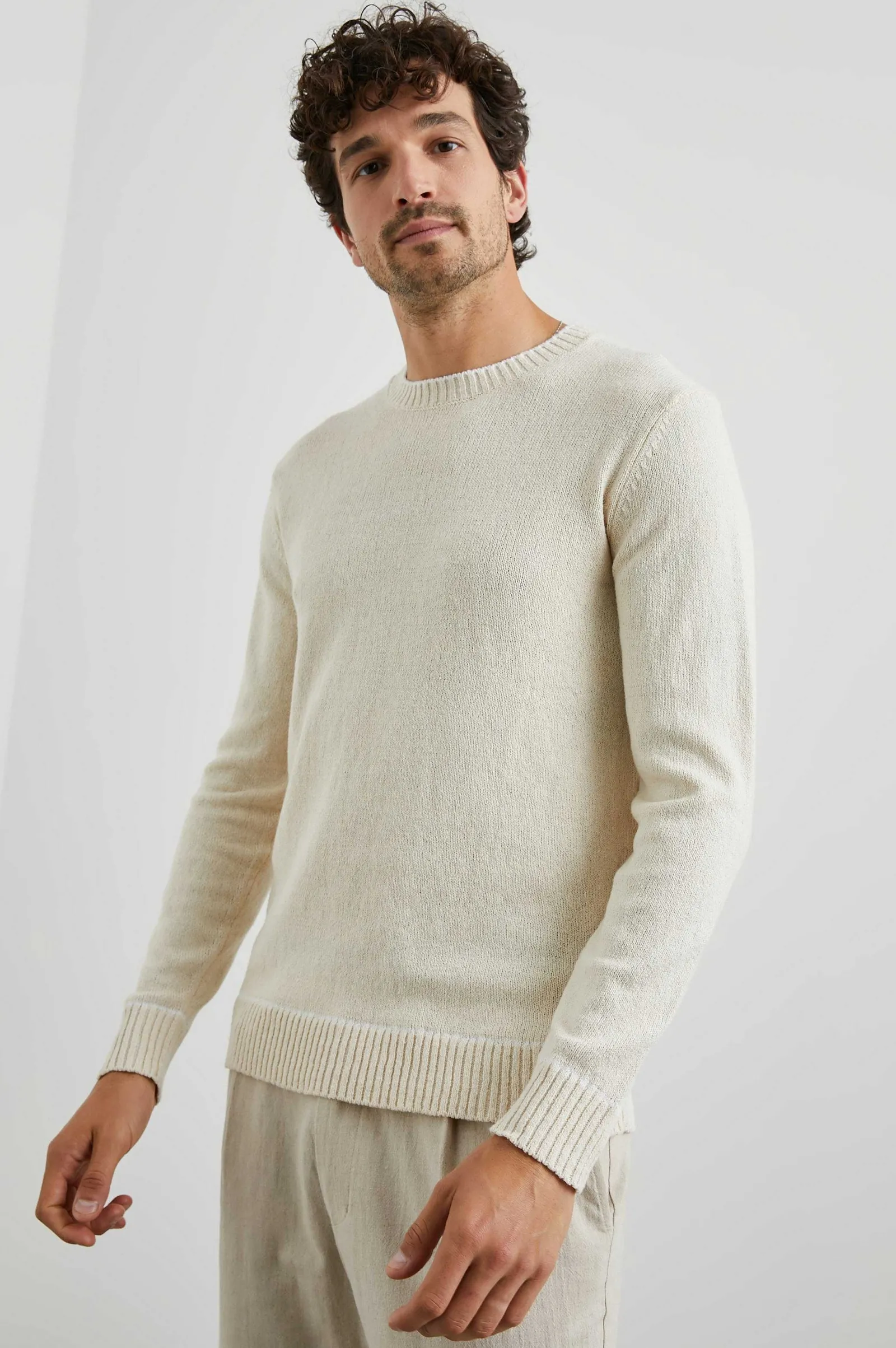 Heren Rails Ves Sweater - Botercreme
