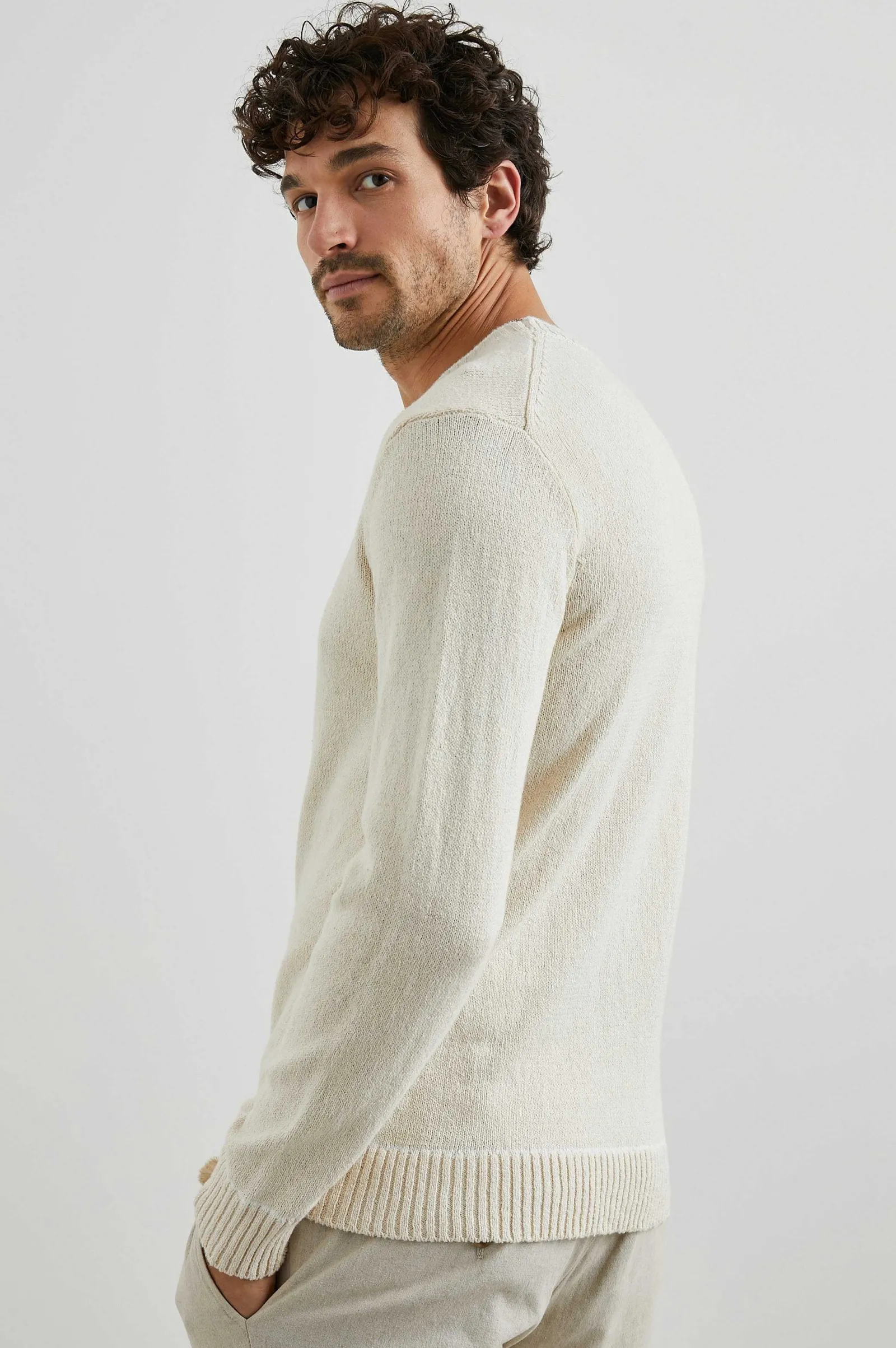 Heren Rails Ves Sweater - Botercreme