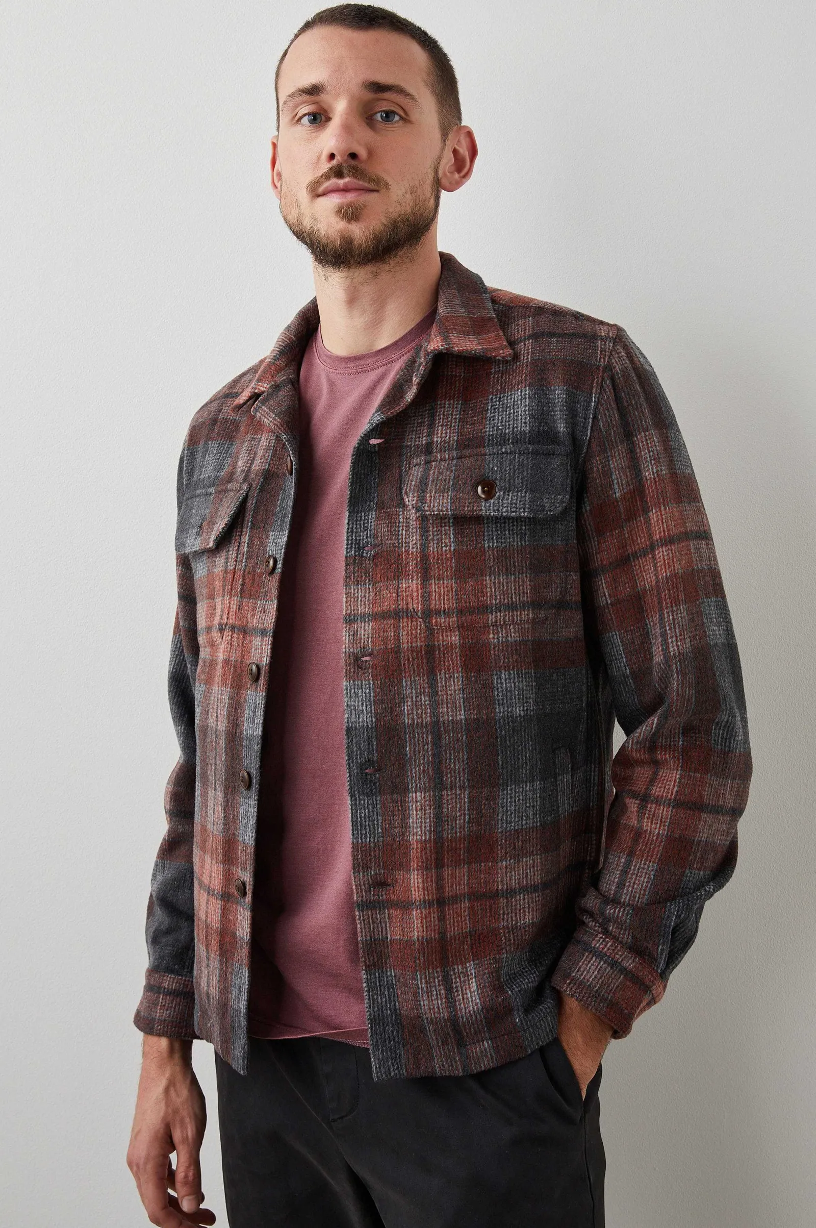 Heren Rails Viggo Overhemdjas - Crimson Shadow Plaid