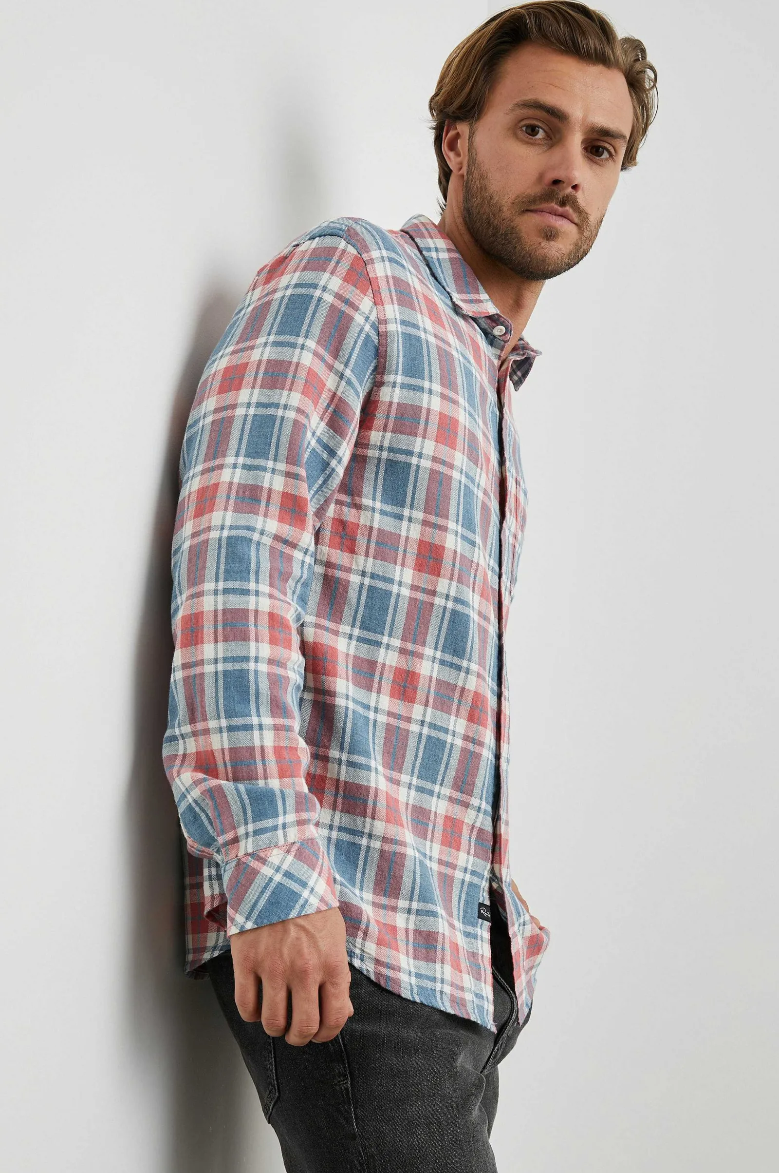 Heren Rails Wyatt Overhemd - Indigo Melange Rose