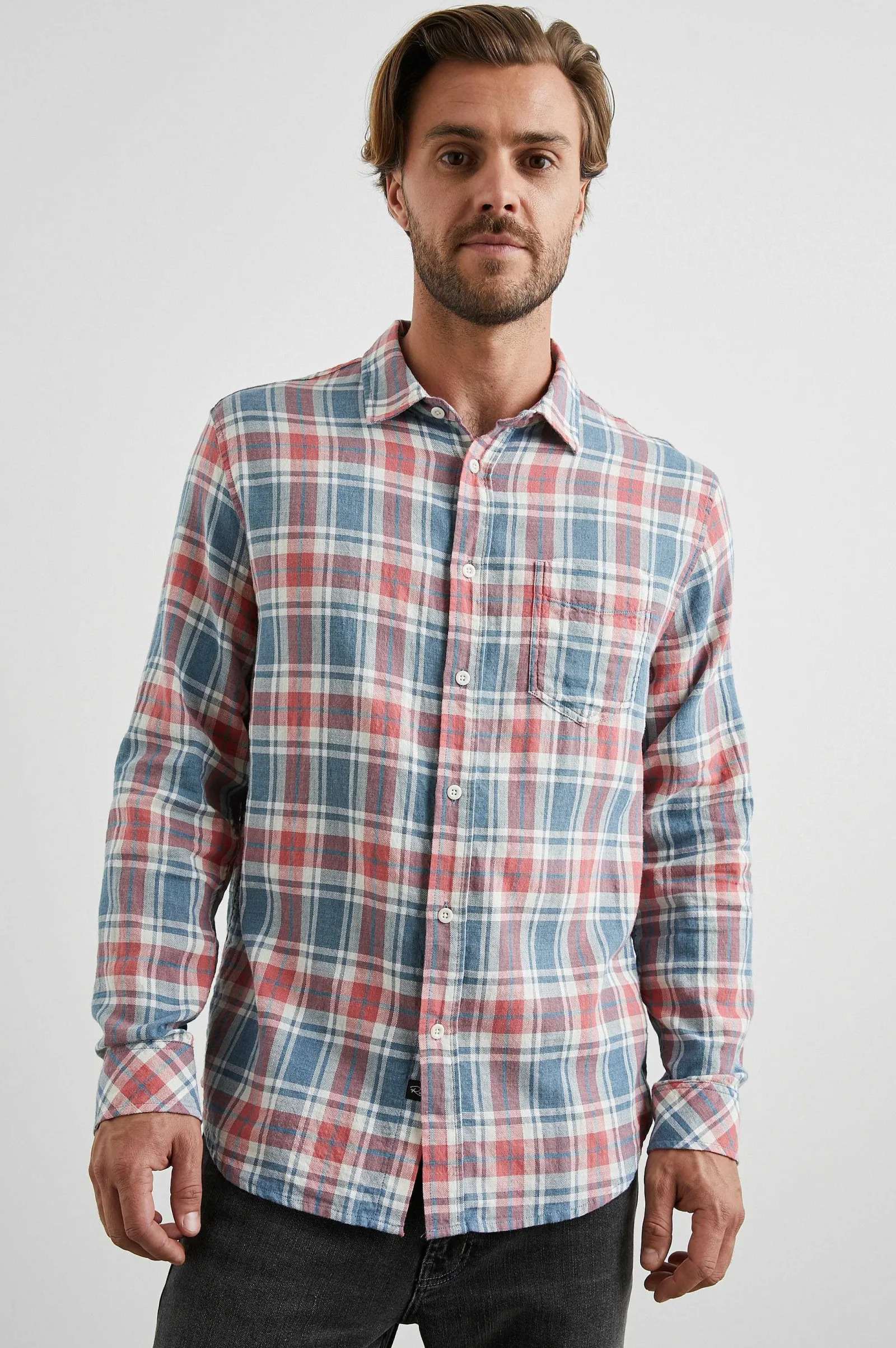 Heren Rails Wyatt Overhemd - Indigo Melange Rose