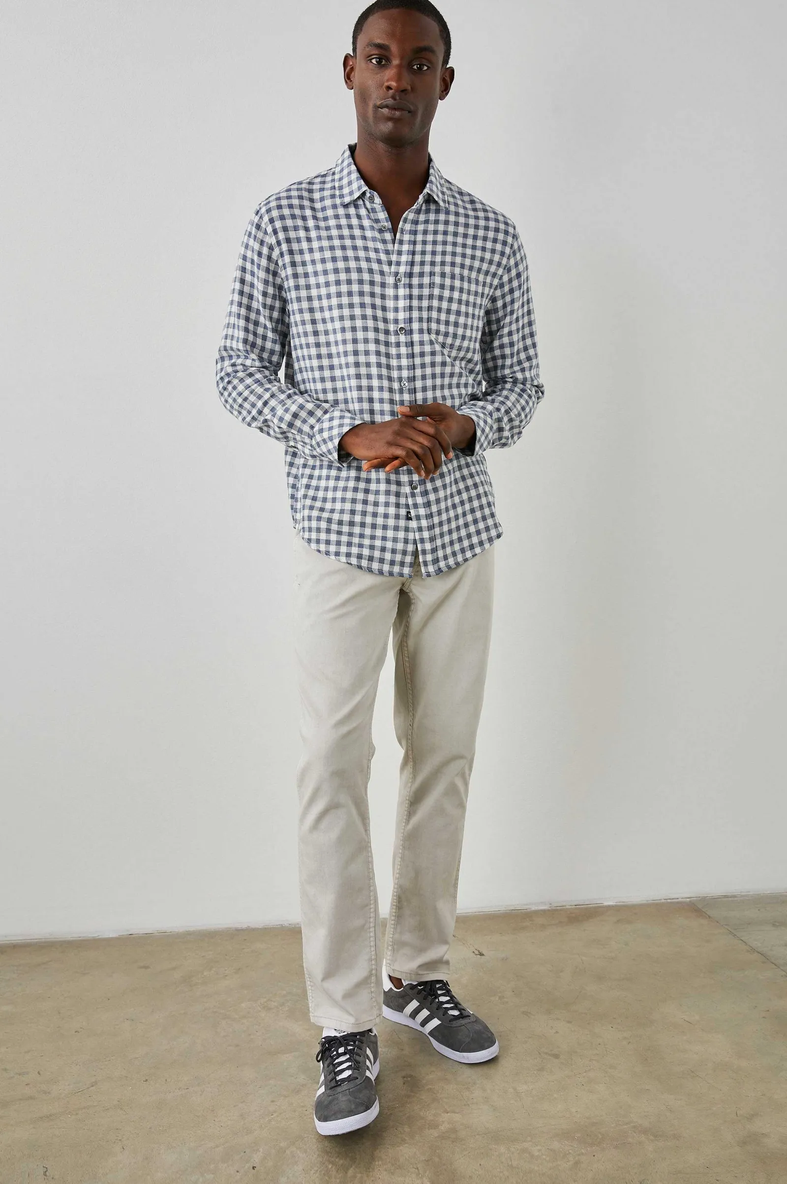 Heren Rails Wyatt Overhemd - Marine Gingham Melange