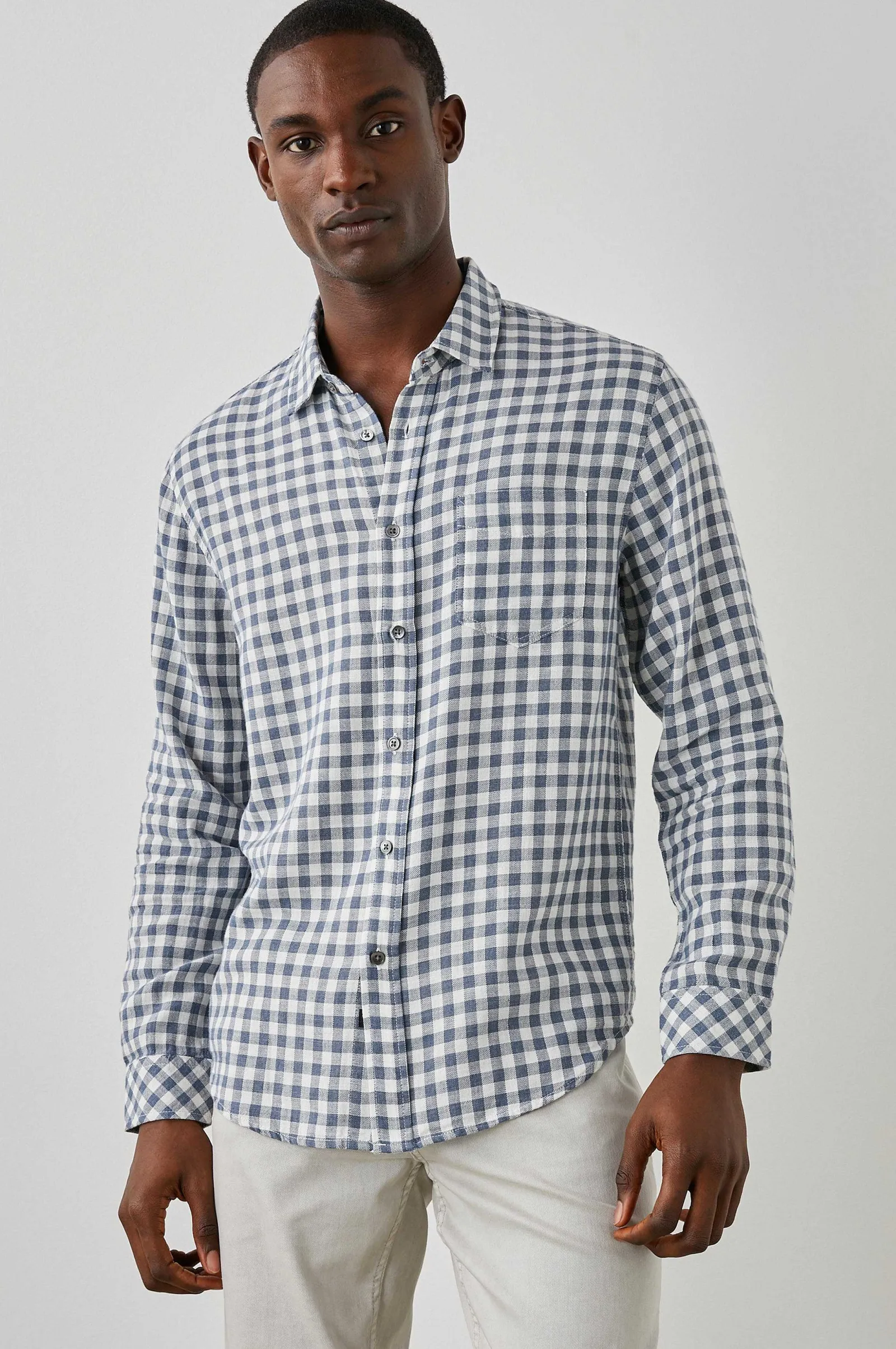 Heren Rails Wyatt Overhemd - Marine Gingham Melange