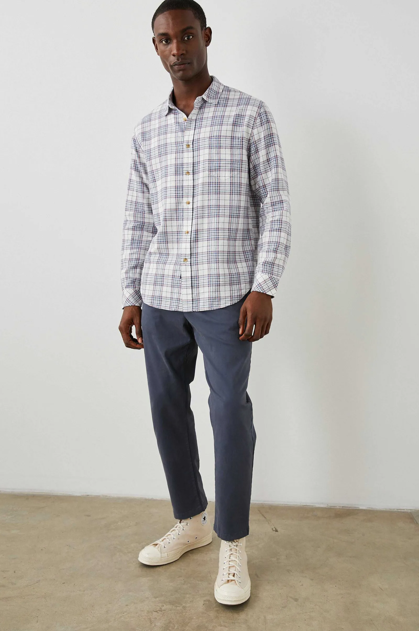 Heren Rails Wyatt Overhemd - Meloen Marine Wit Melange