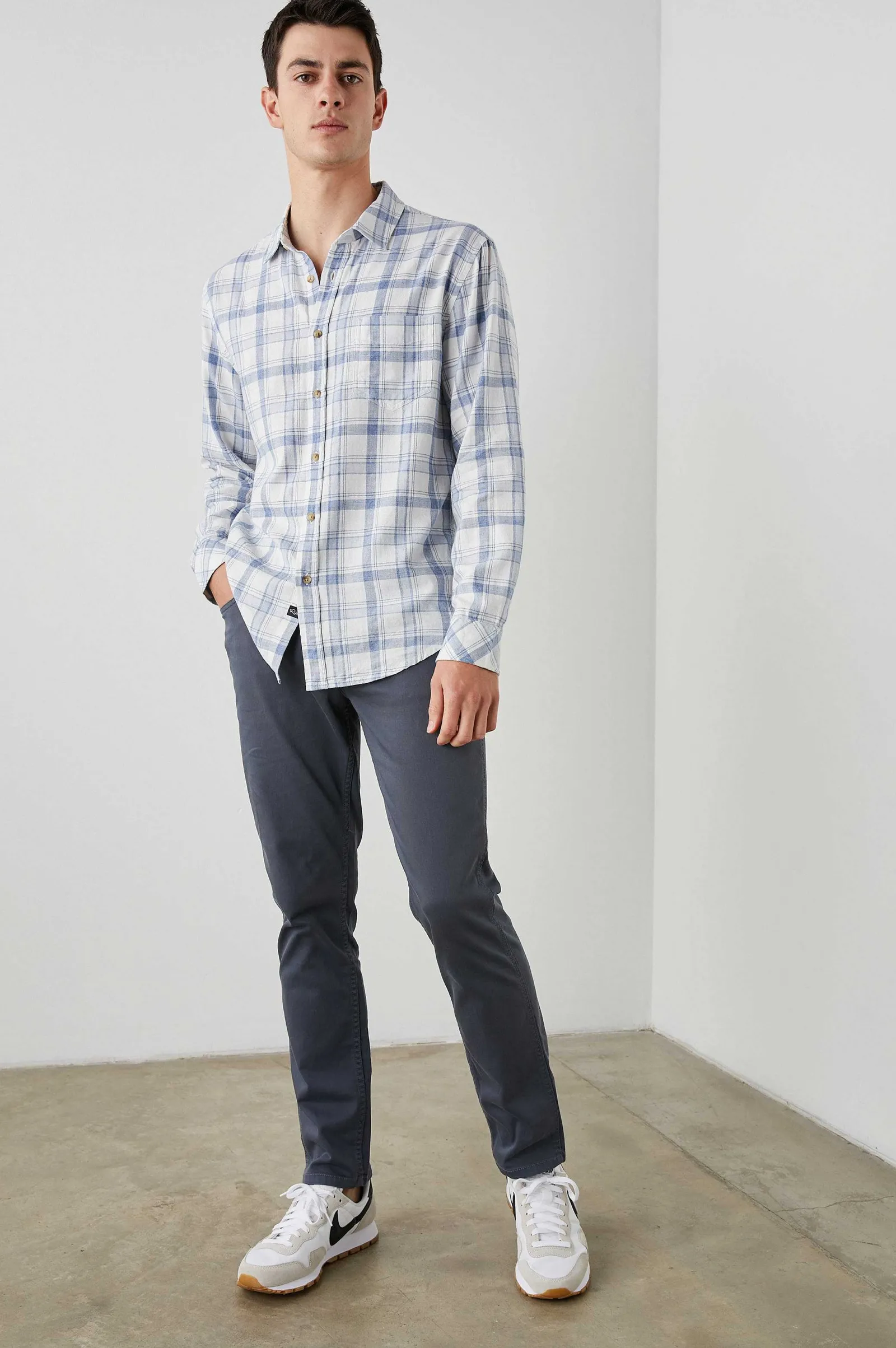 Heren Rails Wyatt Overhemd - Wit Denim Heather