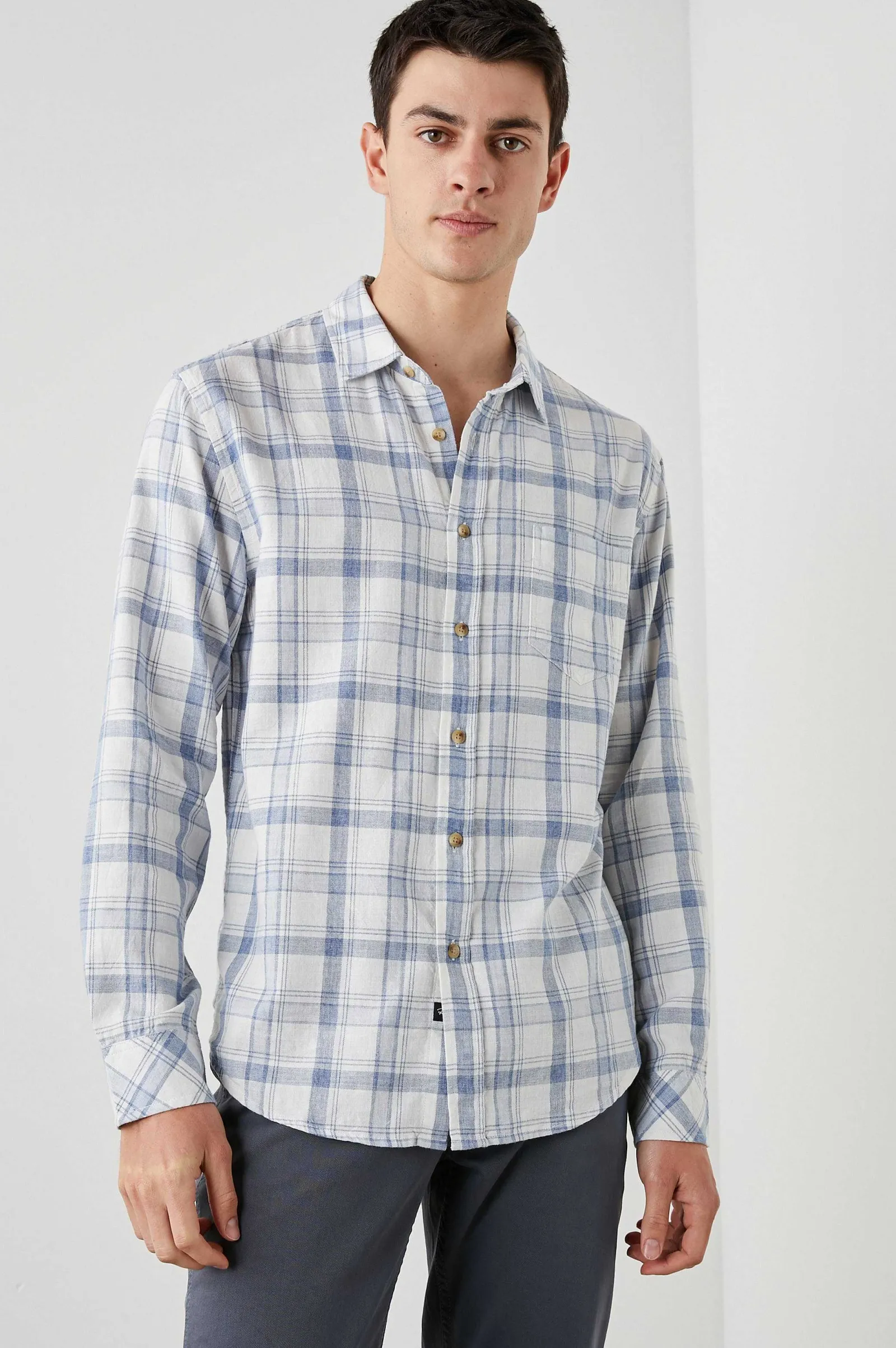 Heren Rails Wyatt Overhemd - Wit Denim Heather